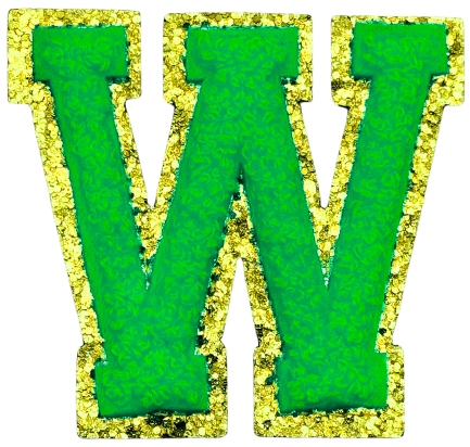 W Chenille Letter Iron On Patch Gold (Medium)