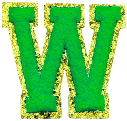 W Chenille Letter Iron On Patch Gold (Medium)