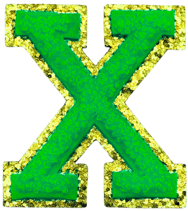 X Chenille Letter Iron On Patch Gold (Medium)