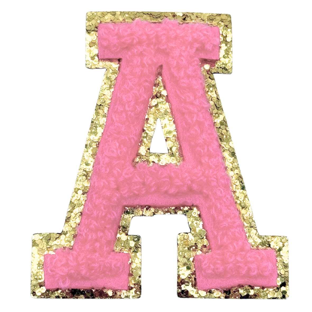 A Chenille Letter Iron On Patch Gold (Medium)