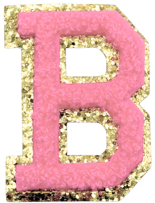 B Chenille Letter Iron On Patch Gold (Medium)