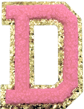 D Chenille Letter Iron On Patch Gold (Medium)