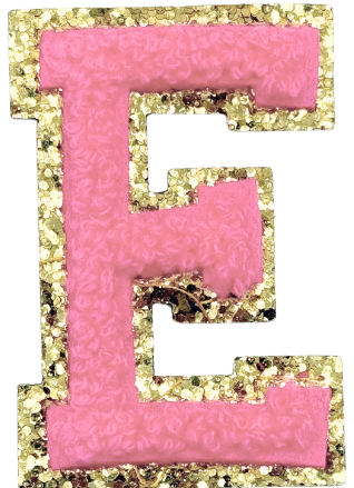 E Chenille Letter Iron On Patch Gold (Medium)