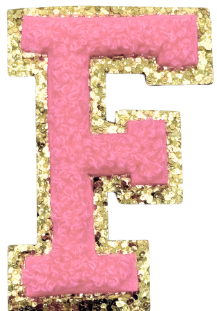 F Chenille Letter Iron On Patch Gold (Medium)