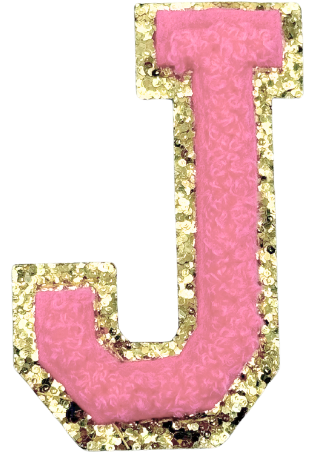 J Chenille Letter Iron On Patch Gold (Medium)