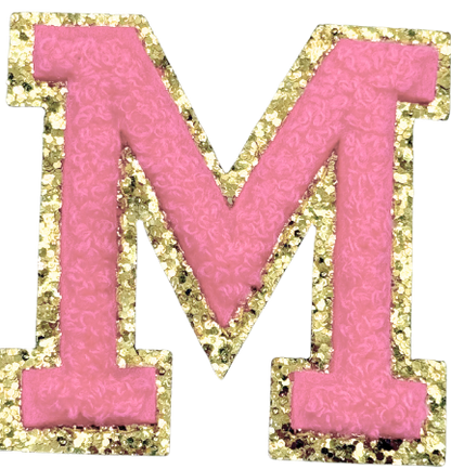 M Chenille Letter Iron On Patch Gold (Medium)