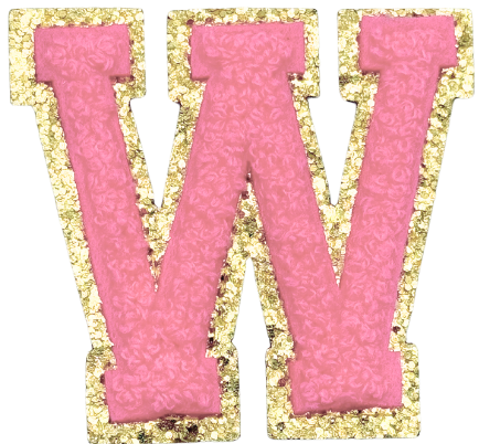 W Chenille Letter Iron On Patch Gold (Medium)