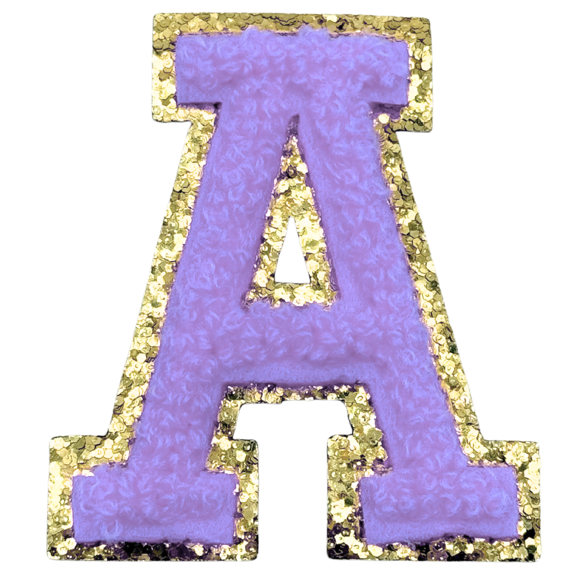 A Chenille Letter Iron On Patch Gold (Medium)