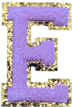 E Chenille Letter Iron On Patch Gold (Medium)