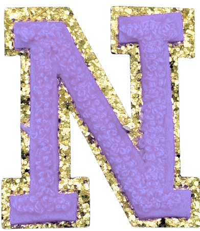 N Chenille Letter Iron On Patch Gold (Medium)