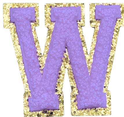 W Chenille Letter Iron On Patch Gold (Medium)