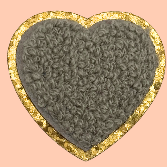 Gray Heart Trimmed in Gold Chennile