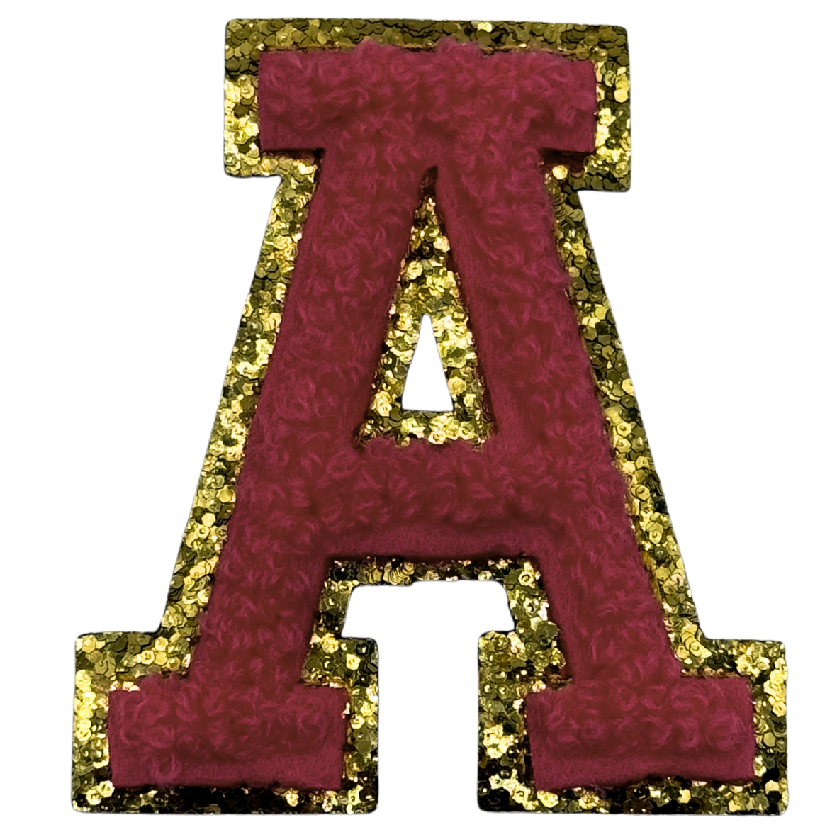 A Chenille Letter Iron On Patch Gold (Medium)