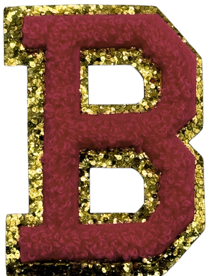 B Chenille Letter Iron On Patch Gold (Medium)