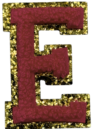 E Chenille Letter Iron On Patch Gold (Medium)