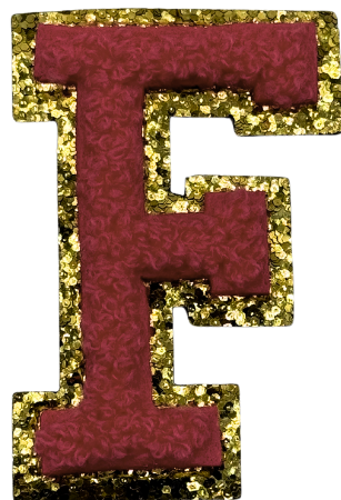F Chenille Letter Iron On Patch Gold (Medium)
