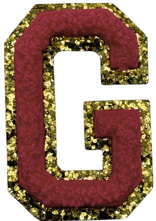 G Chenille Letter Iron On Patch Gold (Medium)