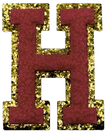 H Chenille Letter Iron On Patch Gold (Medium)
