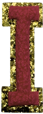 I Chenille Letter Iron On Patch Gold (Medium)