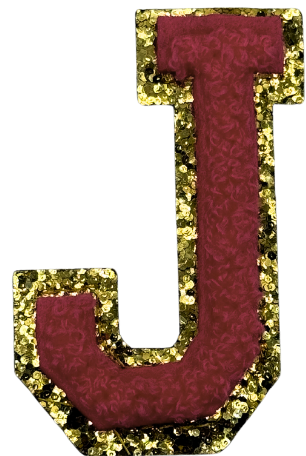 J Chenille Letter Iron On Patch Gold (Medium)