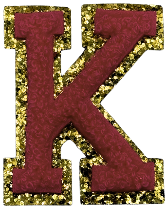 K Chenille Letter Iron On Patch Gold (Medium)