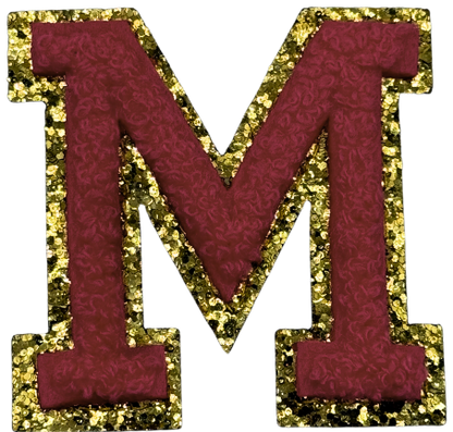 M Chenille Letter Iron On Patch Gold (Medium)