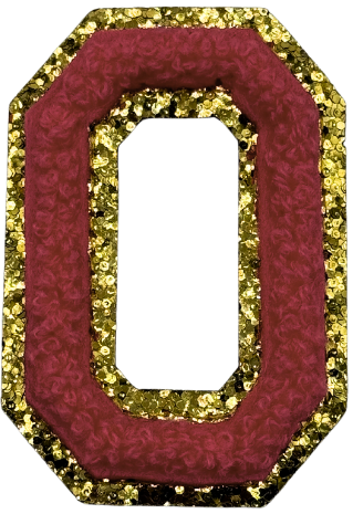 O Chenille Letter Iron On Patch Gold (Medium)