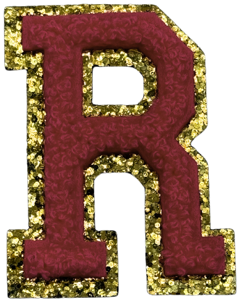 R Chenille Letter Iron On Patch Gold (Medium)