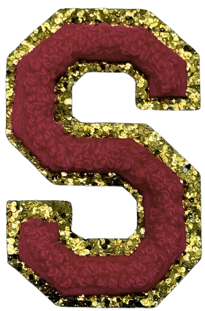 S Chenille Letter Iron On Patch Gold (Medium)