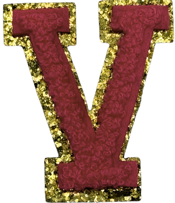 V Chenille Letter Iron On Patch Gold (Medium)