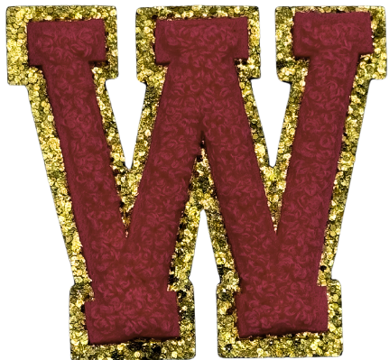 W Chenille Letter Iron On Patch Gold (Medium)