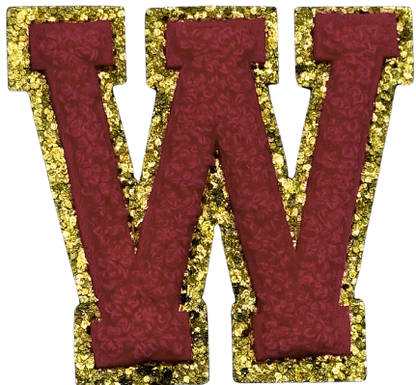 W Chenille Letter Iron On Patch Gold (Medium)