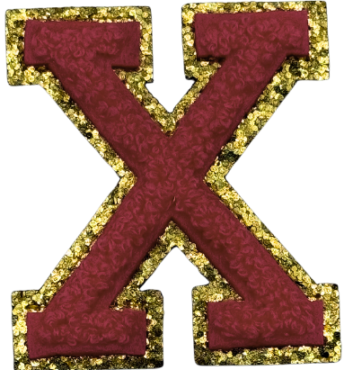 X Chenille Letter Iron On Patch Gold (Medium)