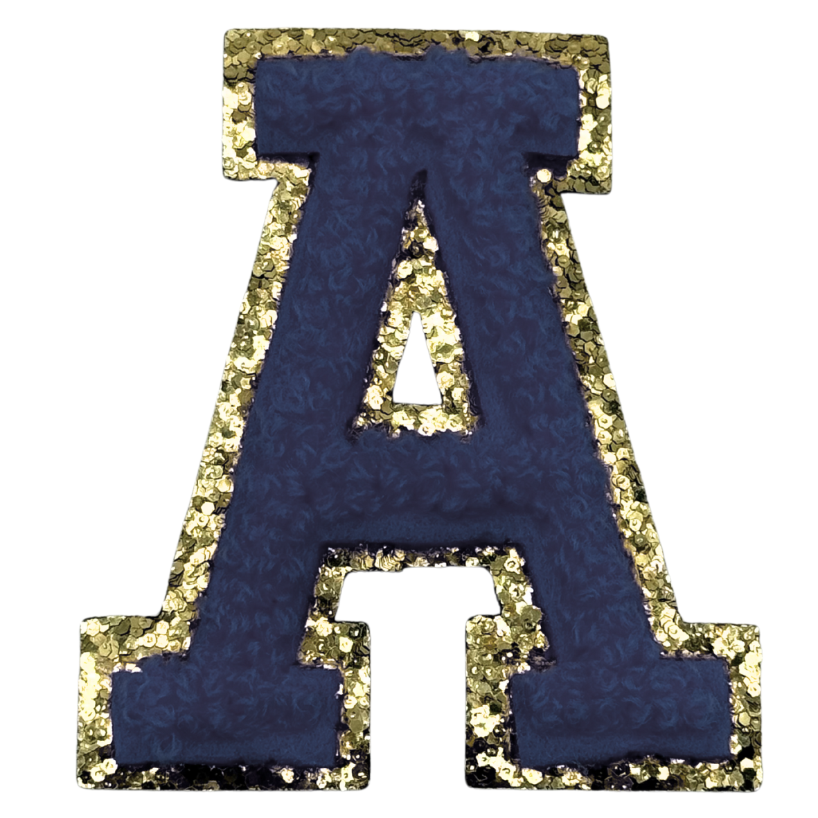 A Chenille Letter Iron On Patch Gold (Medium)
