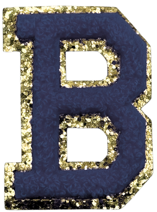 B Chenille Letter Iron On Patch Gold (Medium)