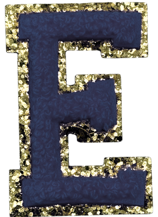 E Chenille Letter Iron On Patch Gold (Medium)