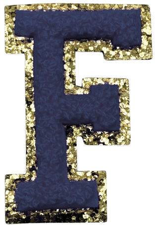 F Chenille Letter Iron On Patch Gold (Medium)