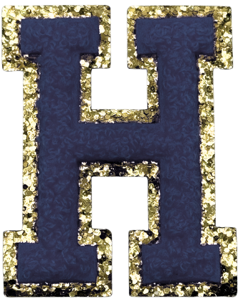 H Chenille Letter Iron On Patch Gold (Medium)