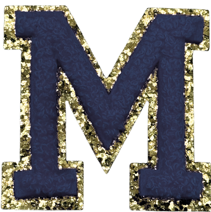 M Chenille Letter Iron On Patch Gold (Medium)
