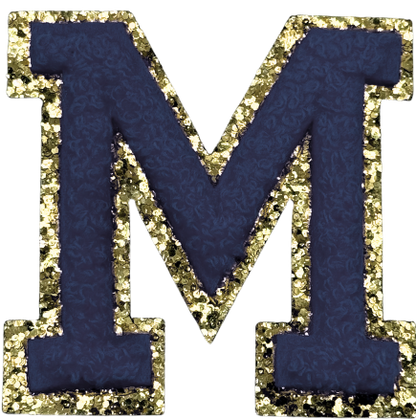 M Chenille Letter Iron On Patch Gold (Medium)