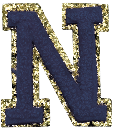 N Chenille Letter Iron On Patch Gold (Medium)