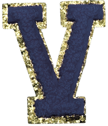V Chenille Letter Iron On Patch Gold (Medium)