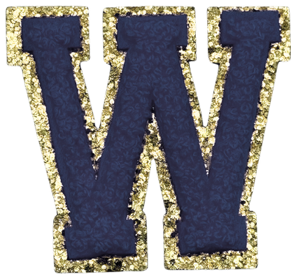 W Chenille Letter Iron On Patch Gold (Medium)