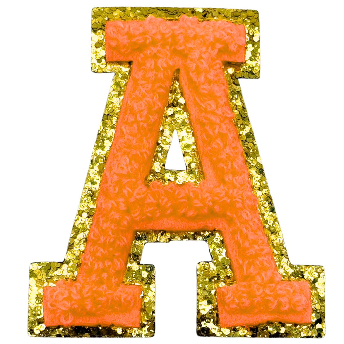 A Chenille Letter Iron On Patch Gold (Medium)