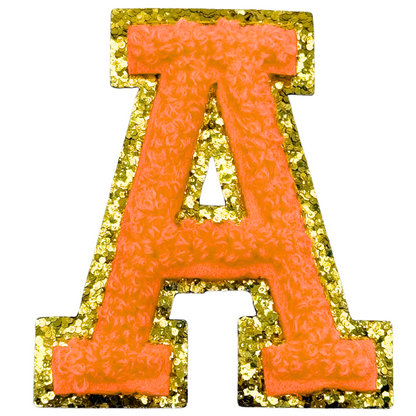 A Chenille Letter Iron On Patch Gold (Medium)
