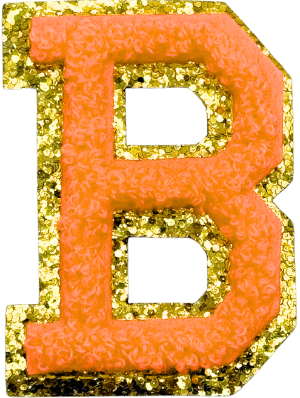 B Chenille Letter Iron On Patch Gold (Medium)