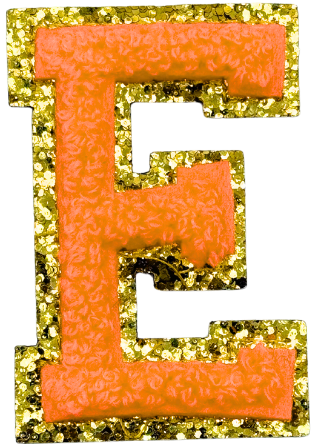 E Chenille Letter Iron On Patch Gold (Medium)
