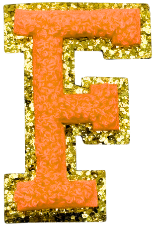 F Chenille Letter Iron On Patch Gold (Medium)