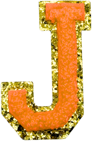 J Chenille Letter Iron On Patch Gold (Medium)