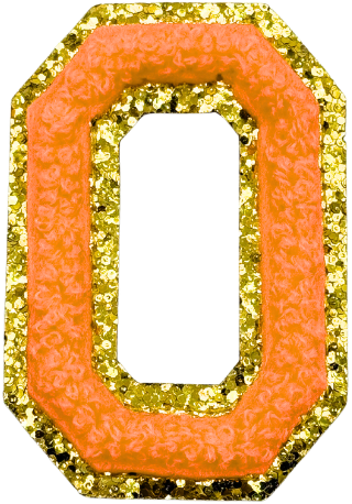 O Chenille Letter Iron On Patch Gold (Medium)